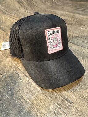 Chubbies Black Trucker Cap with Pink Patch Logo